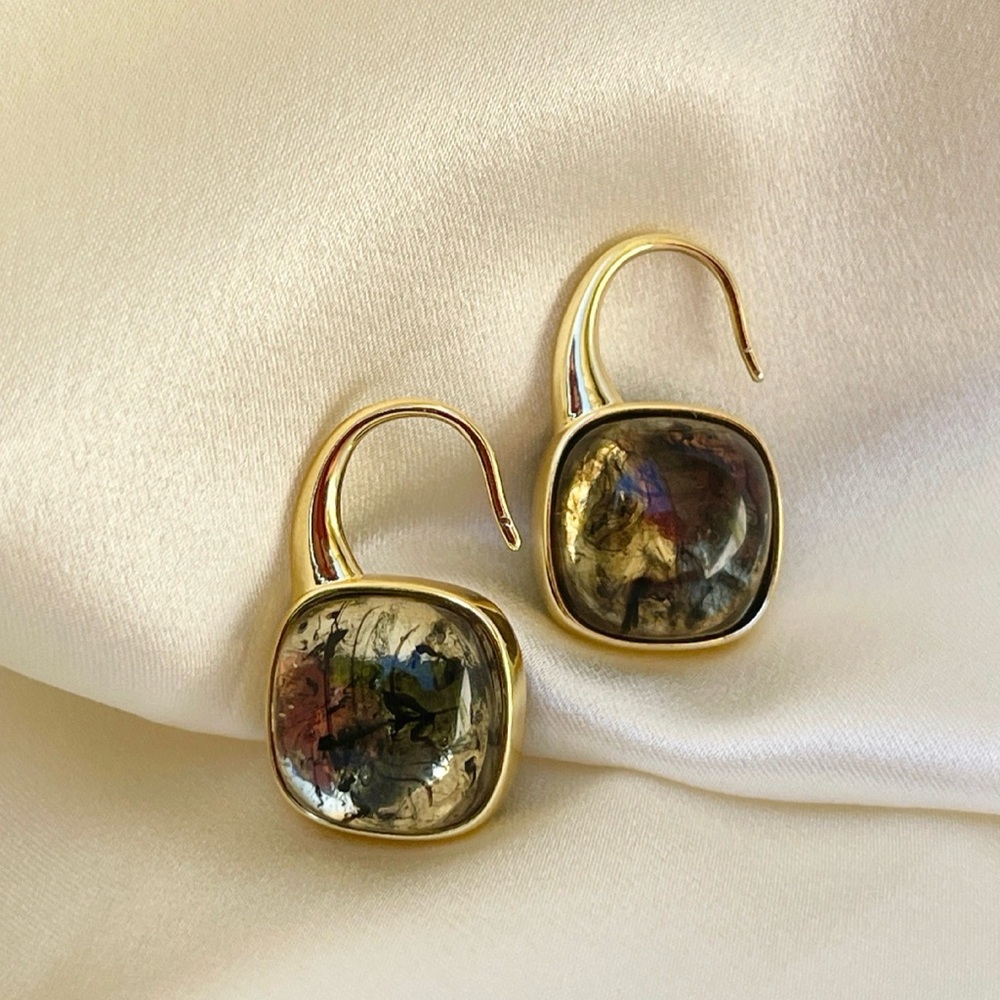 Elegant Gold and Multicolor Earrings
